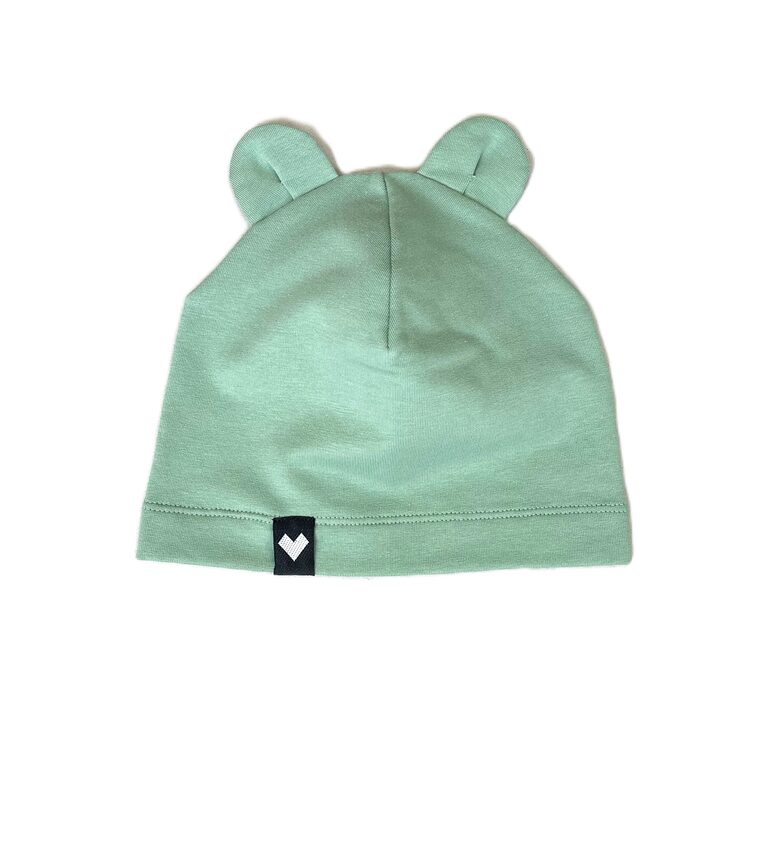 Mīksta kokvilnas trikotāžas cepure ar lāča austiņām – Mint