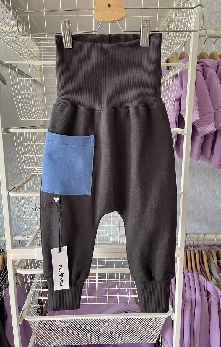 BIKSES - tumši pelēkas ar zilu kabatiņu ( siltas )