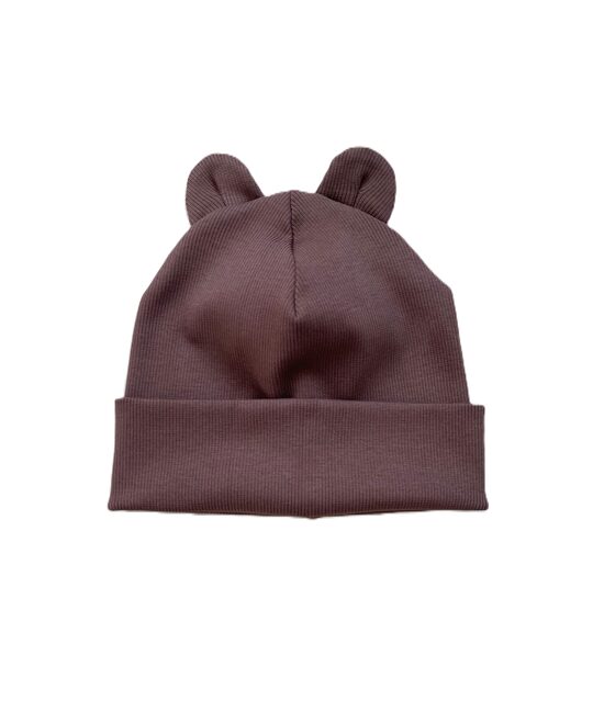 Mīksta kokvilnas trikotāžas beanie cepure bērniem ar austiņām – Stilīgs pavasara komplekts kakao brūns