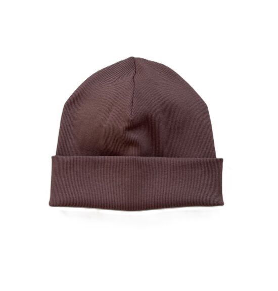 Rievotas tekstūras pavasara cepure ar atlokāmu malu kakao tonis