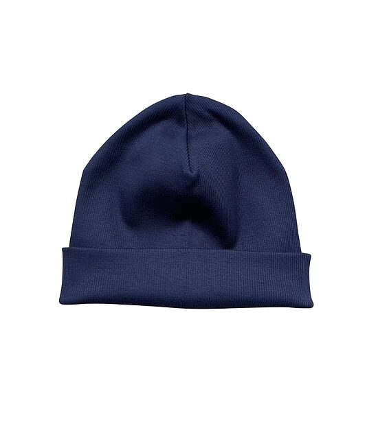 Ērta beanie stila cepure bērnam no rievotas kokvilnas - tumši zila