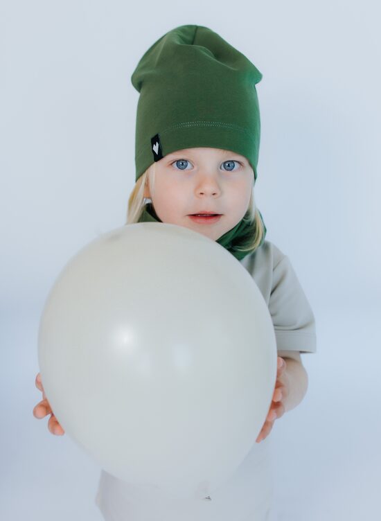 Plānā kokvilnas trikotāžas cepure bērniem (viena slāņa) - Haki