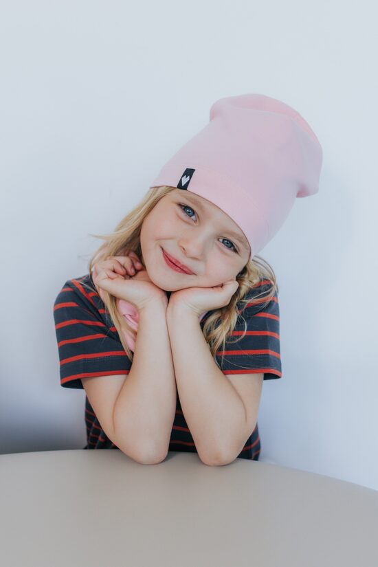 Plāna rozā kokvilnas cepure bērniem